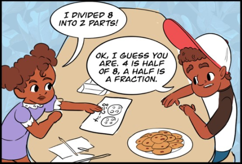 Theo teaches Leah about fractions